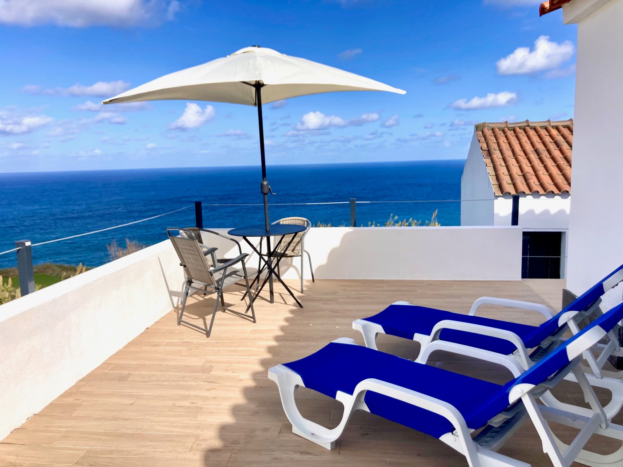 Outdoor terrace with panoramic Atlantic views